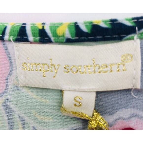 Simply Southern Mini Dress Womens Small Hibiscus Semi-Sheer Pool Cover Up NWT - Picture 5 of 8